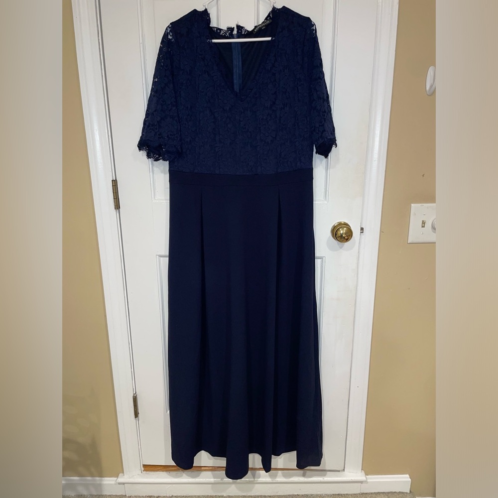 REPHYLLIS Women's V Neck Lace Vintage Formal Bridesmaid Wedding Long Dress